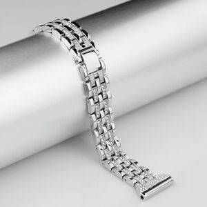 Fitbit Versa 2 Women's Replacement Metal Rhinestones Bling Bracelet, Silver